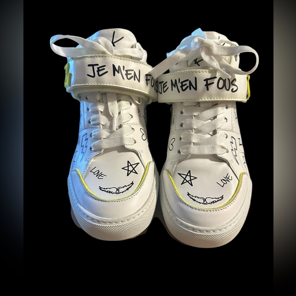 Zadig & Voltaire Women’s Mid Flash Fluorescent Suede Charms Sneakers- US 8 FR39